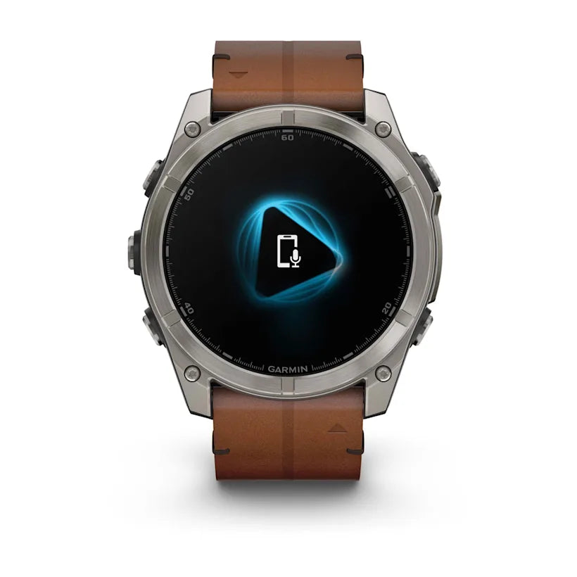 fēnix® 8 - 51 mm, AMOLED - Sapphire, Titanium con cinturino in pelle Chestnut